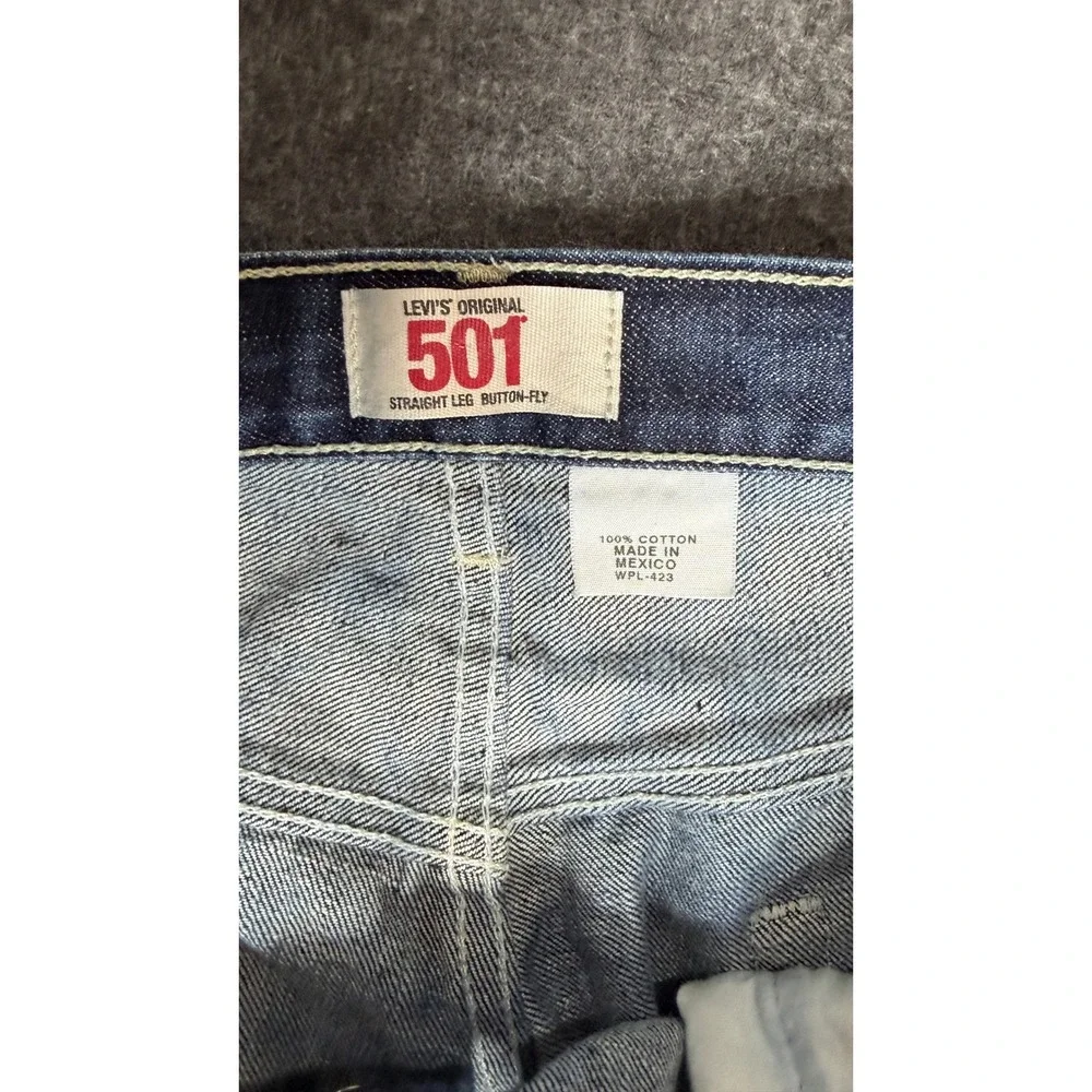 Levis‎ 501 Original Straight Leg Dark Wash Indigo Denim Button Fly Jeans 36x34